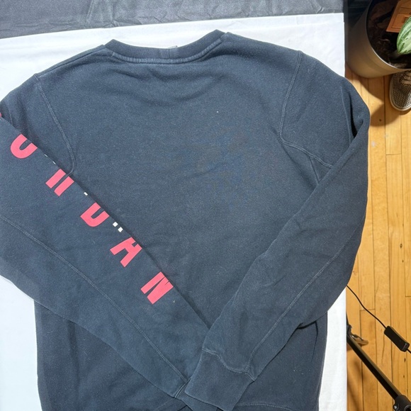 Men's Air Jordan Jumpman Black Spell-Out Sweatshirt M Heavy Nike NBA Sleeve Bull - Picture 6 of 12